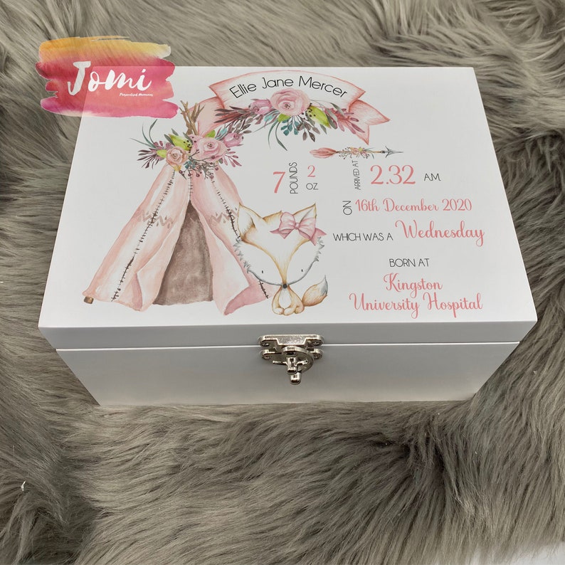 Luxury Baby Girl Keepsake Box Personalised Wood Baby Keepsake Etsy UK