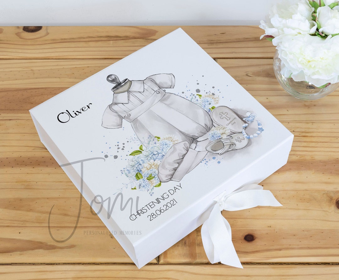 Personalised Baby Boy Christening Keepsake Box Personalised Etsy