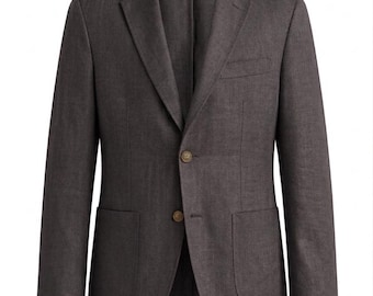 Blazer de lino color carbón y espresso para hombre: sastrería clásica esencial.