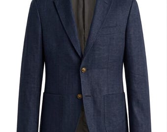 Blazer de lino azul marino / Chaqueta ligera de verano para novio de boda