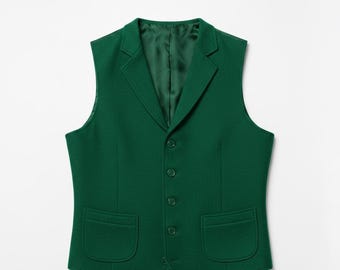 Chaleco de lana verde esmeralda / Chaleco de boda a medida para hombre