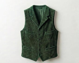 Gilet da uomo vintage in velluto a coste / Gilet classico con bottoni