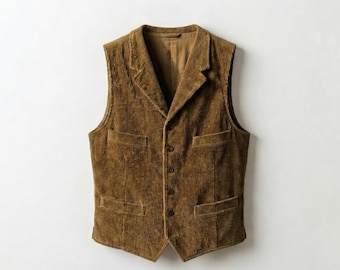 Chaleco de pana vintage para hombre / Chaqueta clásica sin mangas para capas
