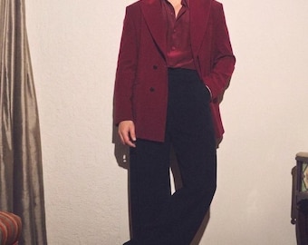 Tweedelig katoenen vintage Heritage herenpak – donkerkastanjebruin en nachtzwart