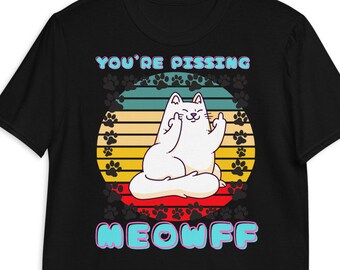 cat t shirt flipping off