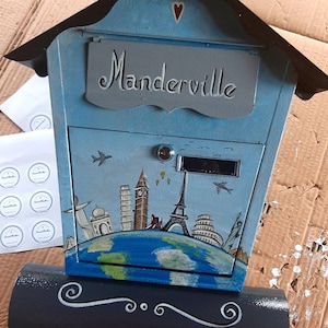 custom paintinggifts, home gifts, cottage mailbox,Hand painted mailbox, mint green, ornament, briefkasten, kunst