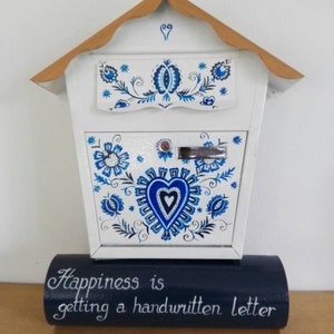 custom paintinghome gifts, cottage mailbox, gifts, Blue ornamentunique gift, art mailbox