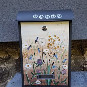 custom paintinghome gifts, cottage mailbox, gifts, Brown bird, hand paintedailbox, wedding, briefkasten, boite aux lettres, little cat