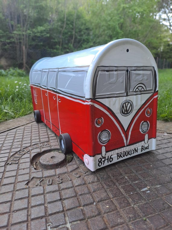 American mailbox, VW, retro,unique gifts, cadeaux original, Painted mailbox, grafitti, custom painted mailbox, hand painted, volkswagen