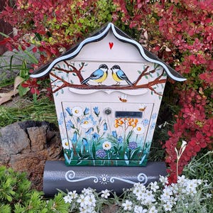 art mailbox, unique giftPainted mailbox, home decor, oak, tree, squirrel,, custom painted mailbox, custom gift, artist, boite aux lettres