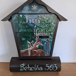 custom paintinggifts, home gifts, cottage mailbox,Hand painted mailbox, gift for him, gift for her, deer, doe, forest, hunter, nature