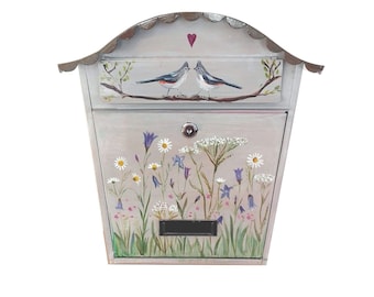 custom paintinggifts, home gifts, cottage mailbox,Flowers and birds, floral paintingunique gift, art mailbox