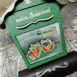 Painted mailbox, home decor, frogs, custom painted mailbox, custom gift, artistunique gift, art mailbox