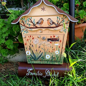 Buzón artístico, regalo único Buzón pintado, decoración del hogar, casa, buzón pintado a medida, regalo personalizado, artista, boite aux lettres, dulce hogar, árbol