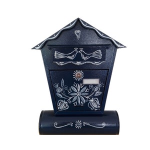 Blaudruck - bemalter Briefkasten, bemalter Briefkasten, Wohnkultur, individuell bemalter Briefkasten, individuelles Geschenk, Künstler, Volksverzierung, einzigartiges Geschenk, Kunstbriefkasten