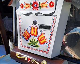 art mailbox, unique giftPainted mailbox, home decor, folk ornament, folk desigcustom painted mailbox, custom gift, artist, boite aux lettres