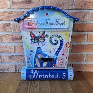 Peinture personnalisée, cadeaux pour la maison, boîte aux lettres pour chalet, cadeau unique pour peinture florale, boîte aux lettres d&#39;art, chat, boîte aux lettres la plus cool