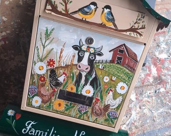 Kunst Briefkasten,Unikat Briefkasten Bemalt,Bauernhof Briefkasten, Geschenk Landwirt, Briefkasten Kunst, Briefkasten Kunst