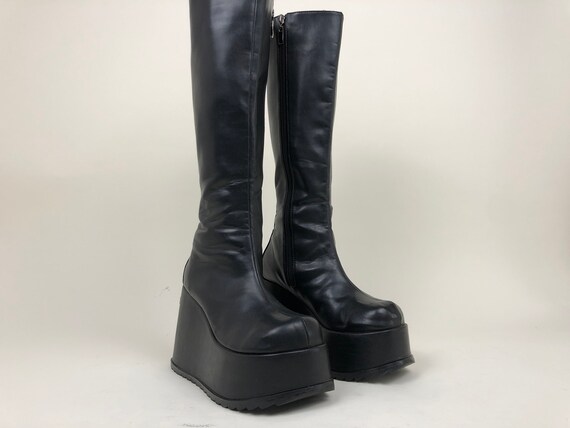 90s black platform boots
