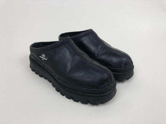 vintage 90s black buttery leather platform boots s
