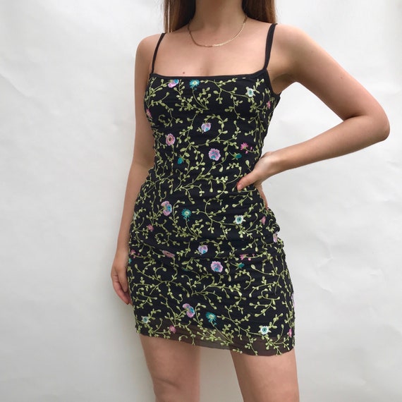 Vintage 90s Karen Millen double Layer mesh embroid