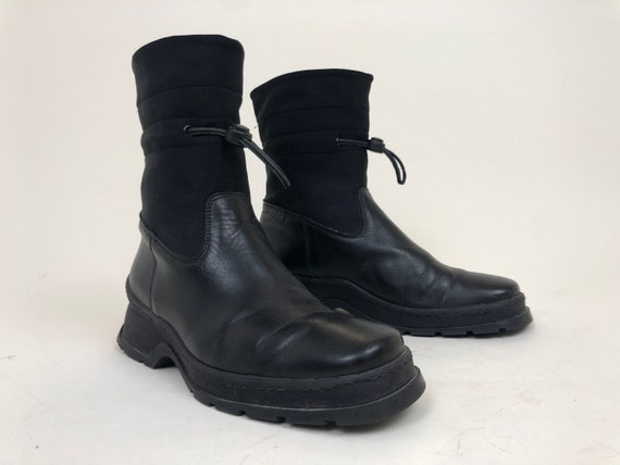 Vintage SHELLEYS 90s Black Leather Sock Boots / EU 39 / UK 6 / - Etsy