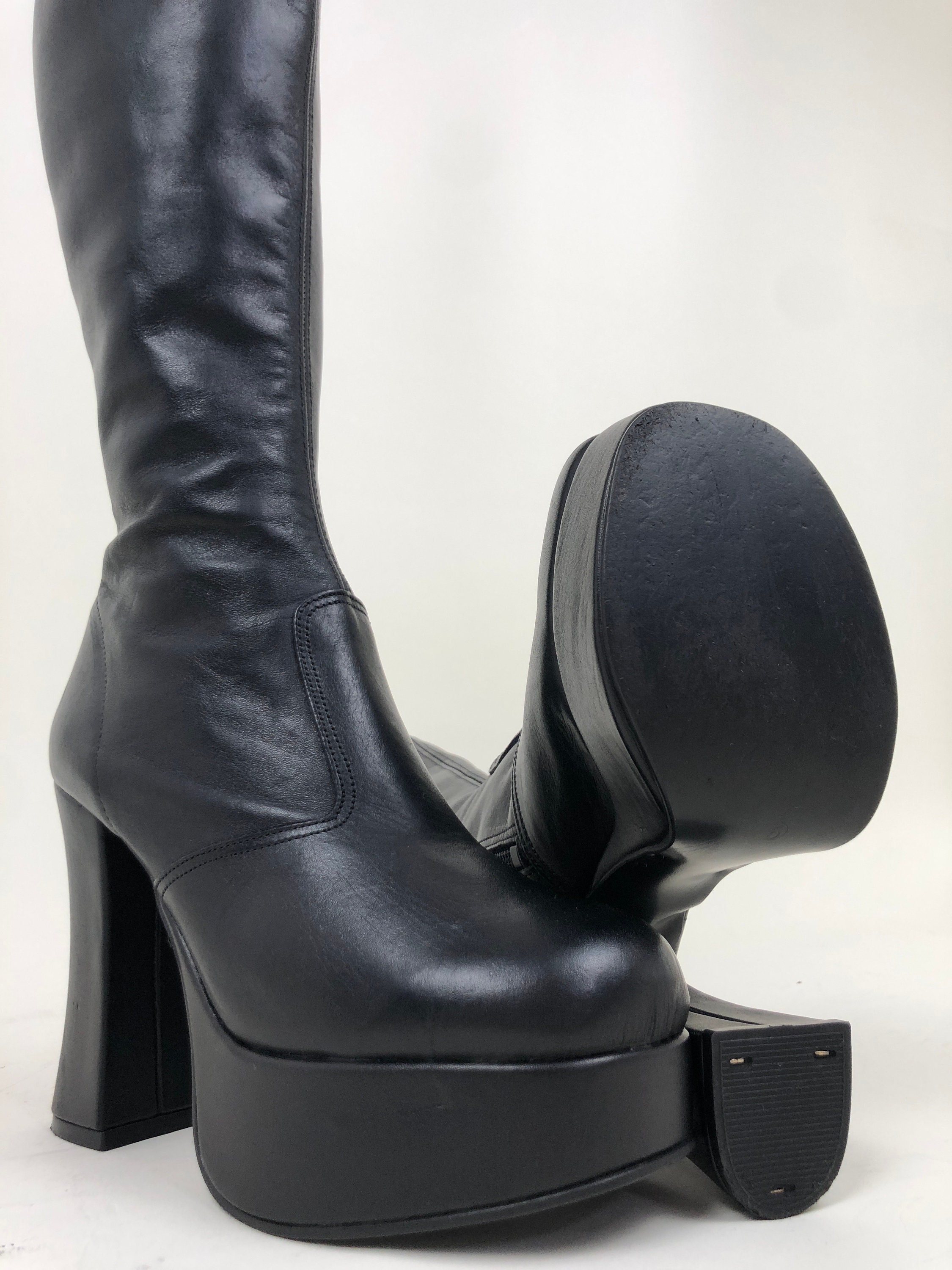 skin tight platform boots