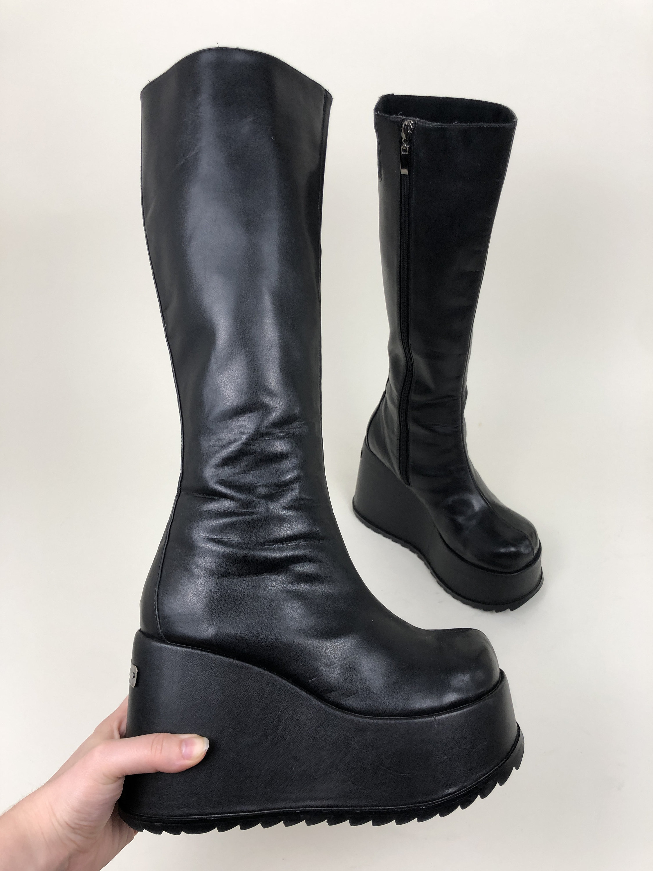 90s black platform boots