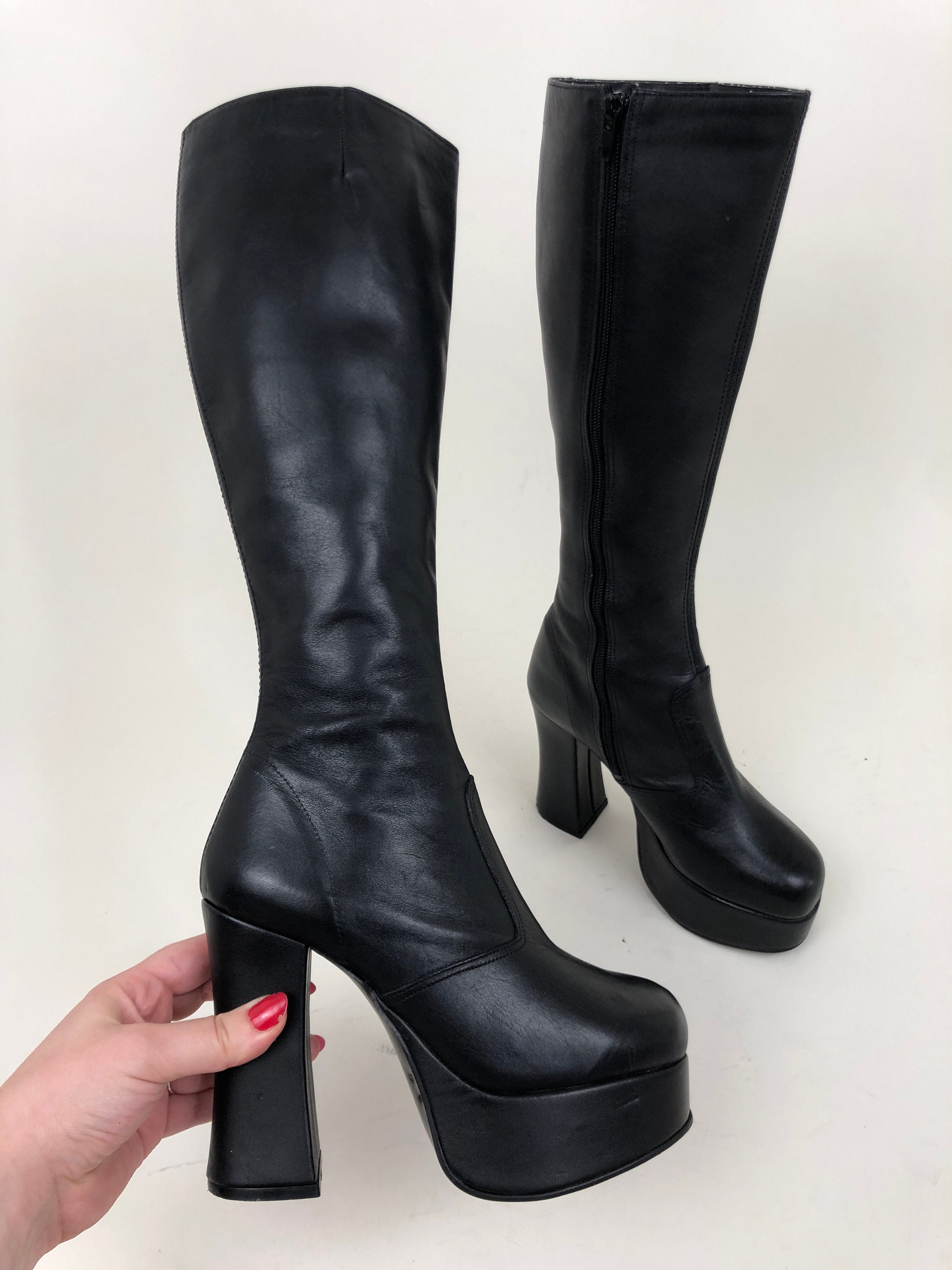 tall black platform boots