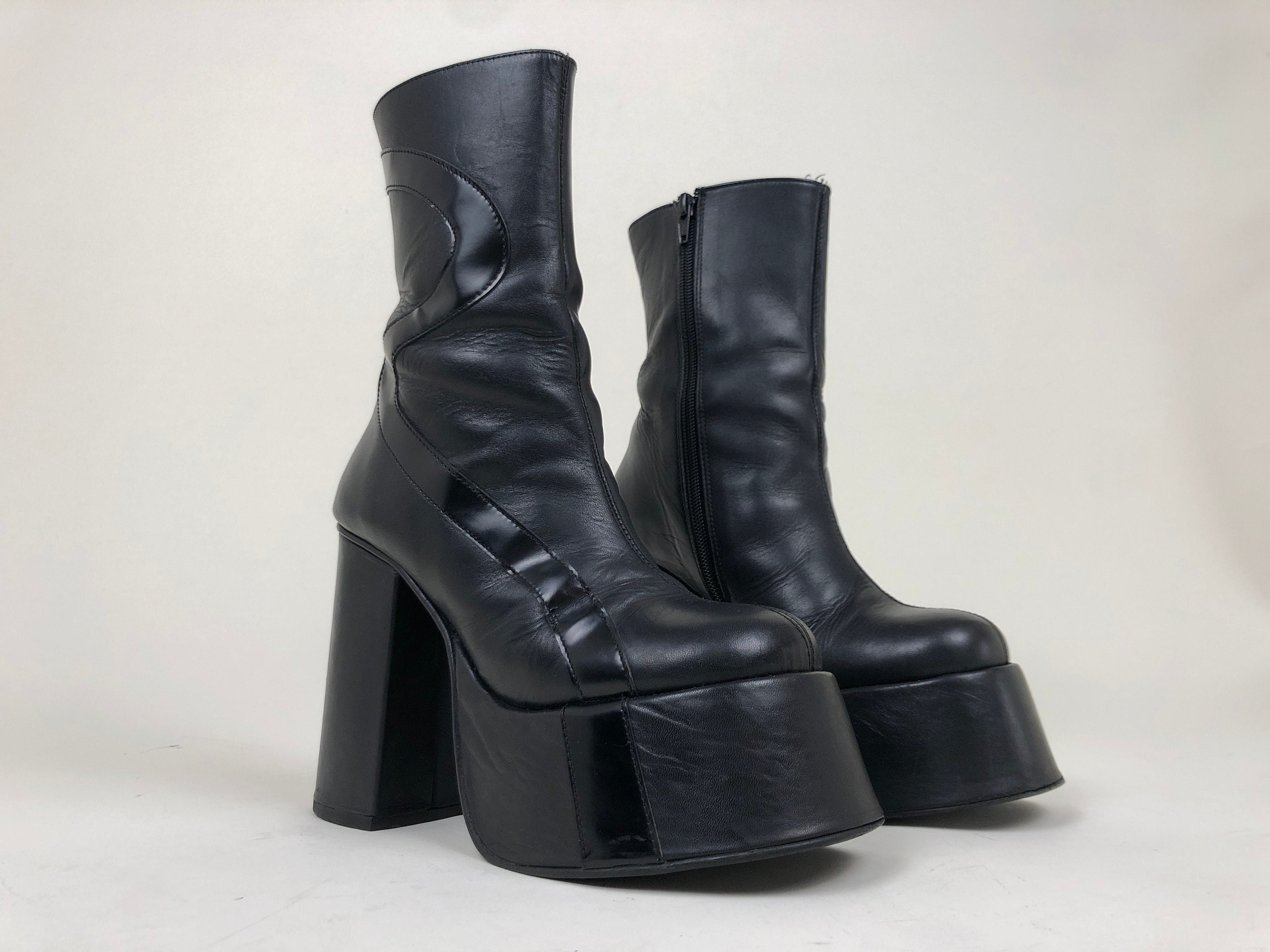 Vintage 90s Black Platform Boots / EU 37 / UK 4