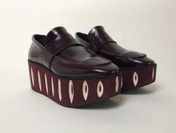 90s platform ox blood red platform leather loather