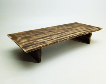 Burnt wood Slab Table - Tea Table Sustainable Wood - Meditation Altar Yoga - Japanese Coffee - Meditation Prayer Puja Table  Buddhist Shrine