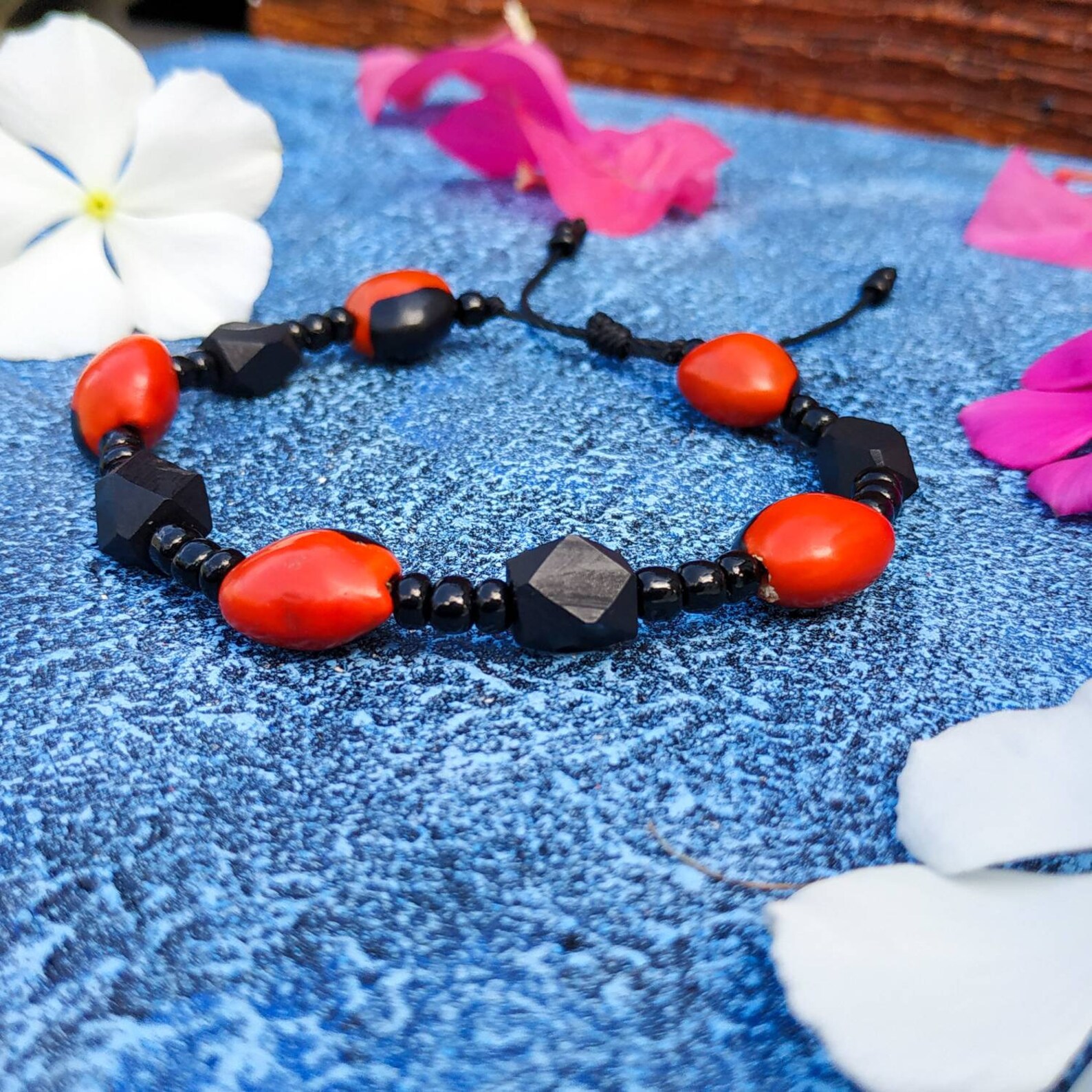 Azabache bracelet with seed Huayruro Fertility Bracelet Etsy