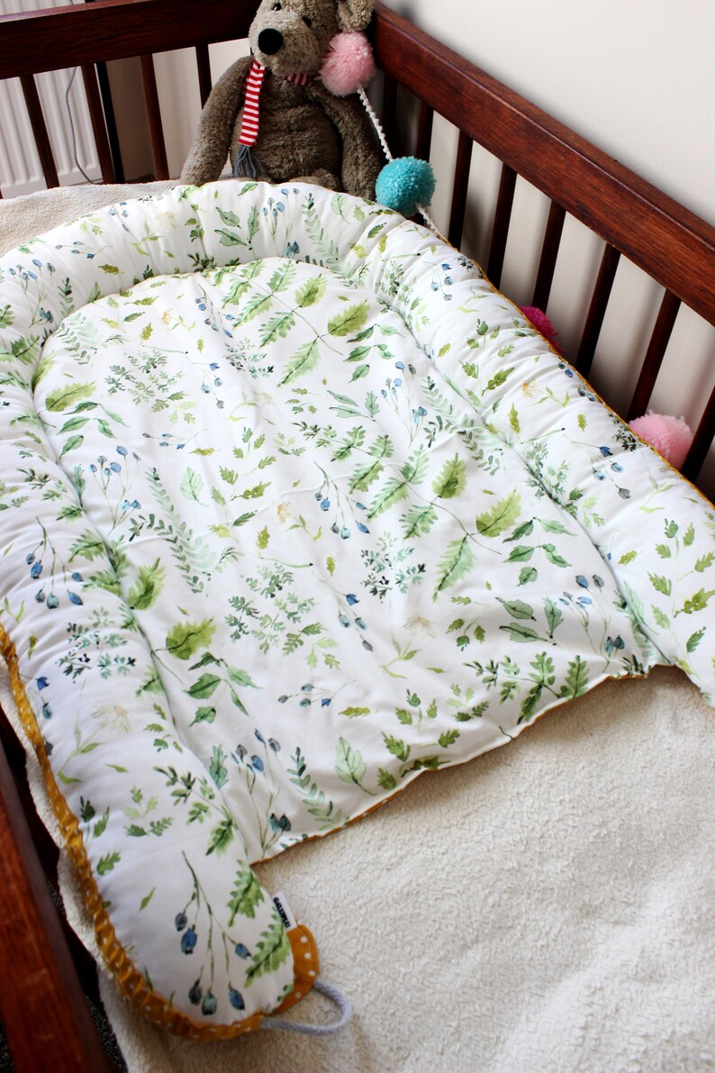 Baby cocoon / nest to cot or crib with ferns and dots Etsy