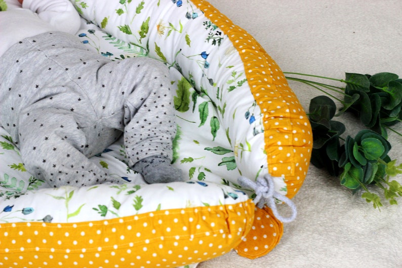 Baby cocoon / nest to cot or crib with ferns and dots Etsy