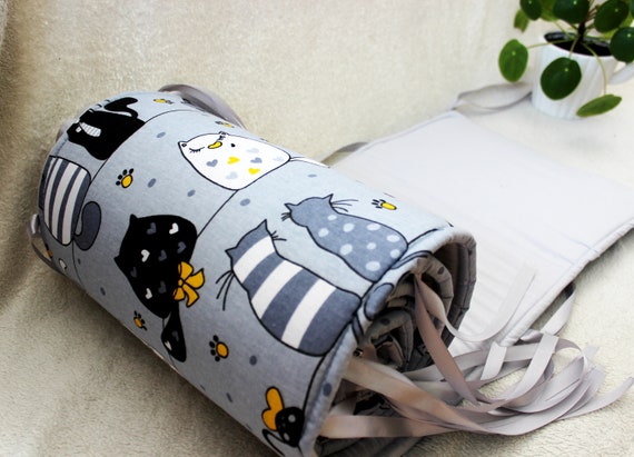 Cot Bumper Crib Protector For Newborn And Toddlers 360cm Cats Etsy