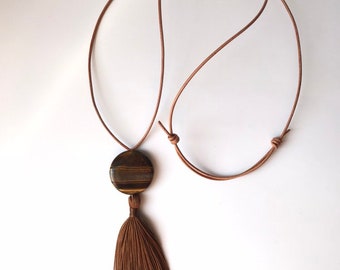 Tiger's Eye necklace on Leather Cord