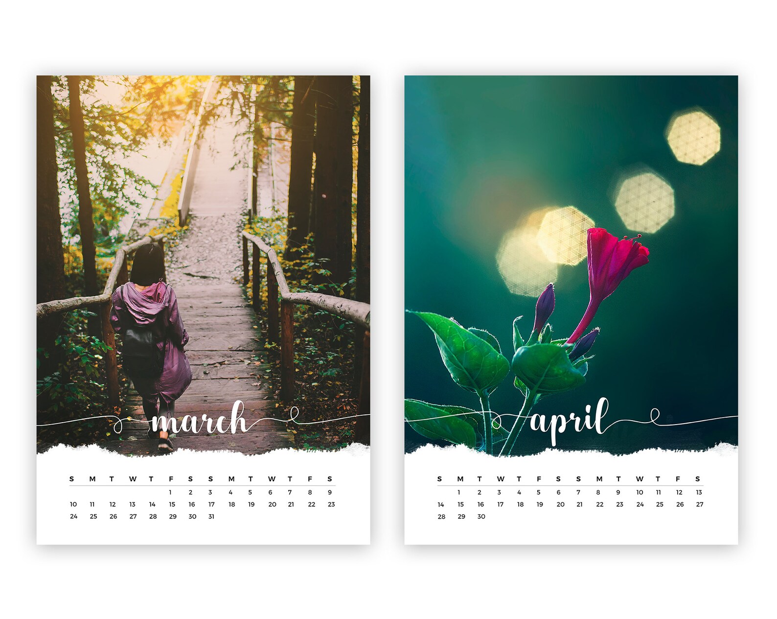 2019 Printable A3 Calendar Template Landscapes Nature & Etsy