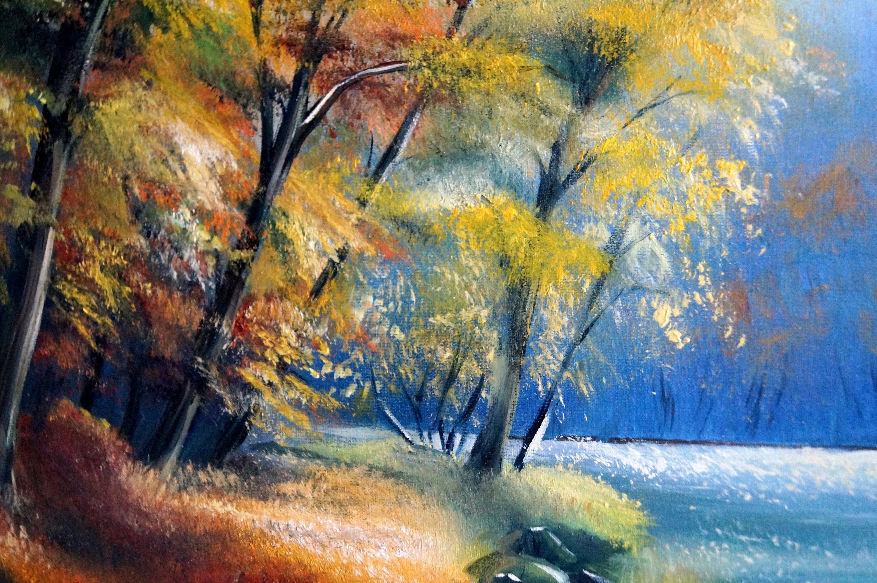 Wald Malerei Herbst Landschaft ORIGINAL Kunst Baum Malerei auf Etsy