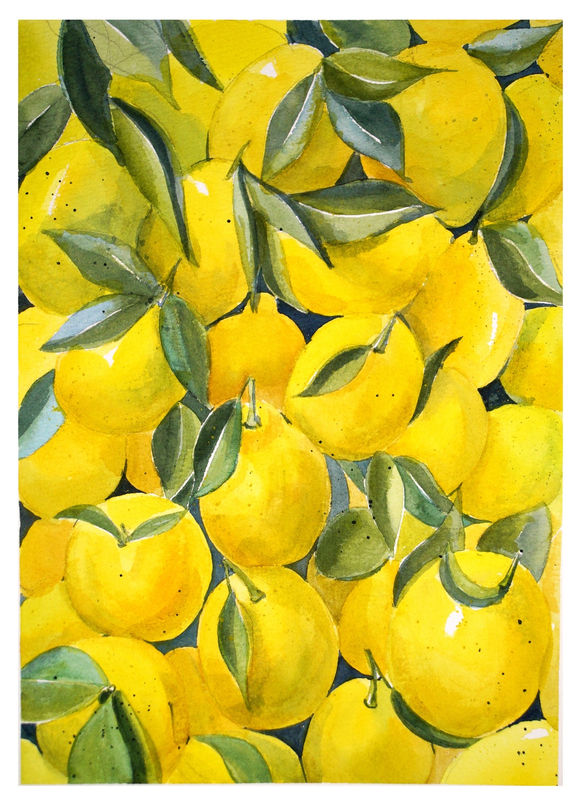 Lemon Painting Lemon Original Art Fruit Artwork Kitchen Decor Etsy