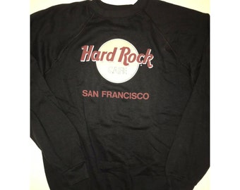 Vintage Hard Rock San Francisco SZ XL Hanes Crew Neck Black Sweatshirt Sweater