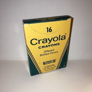 VTG Binney & Smith 16 Crayola Crayons Box 60s 70s Made in USA