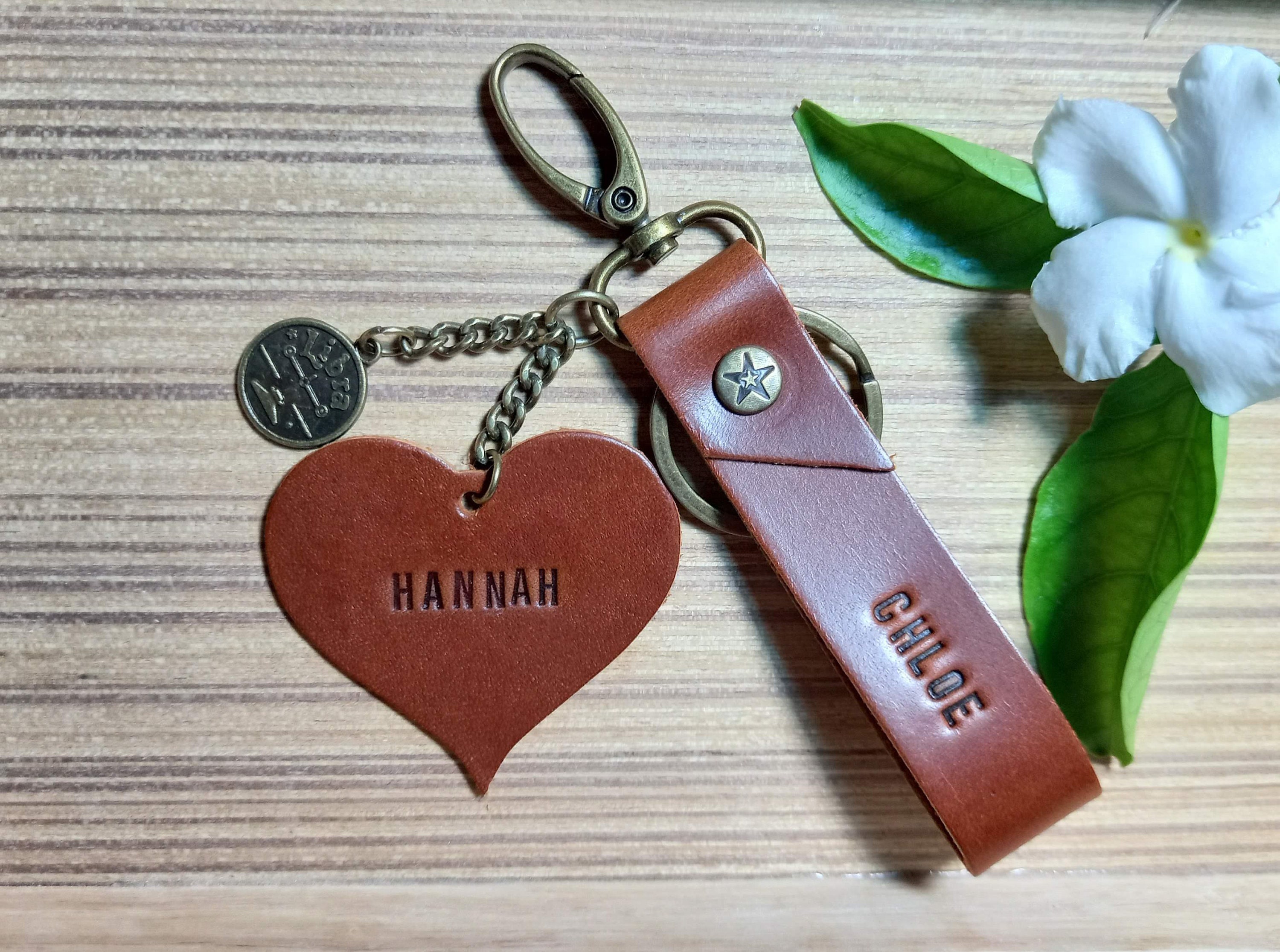 Porte-clés En Cuir En Forme De Cœur - Pendentif Fait Main Pour Femme, Breloque Sac Ou Clés - 8 Cm
