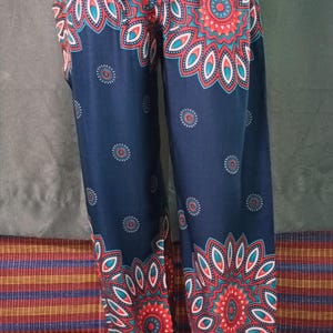 Blue aladdin pants Harem pants loose printed pants Women Hippie Pants Comfy Loungewear Yoga Trousers Loose Baggy Festival Summer Boho Beacha