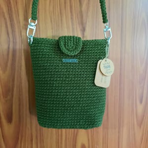 Crocheted Tote or Shoulder Bag with a beautiful bag charm