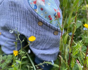 Pantalon mousseline pantalon d'été bleu chiné avec poches Pippa et Pelle long ou court