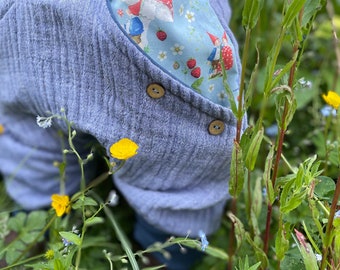 Muslin pants summer pants mottled blue with Pippa and Pelle pockets long or short