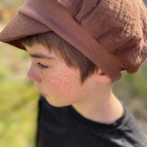 Michel hat balloon cap peaked cap muslin brown sun protection
