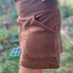 Organic corduroy skirt, women's skirt in light brown with pockets