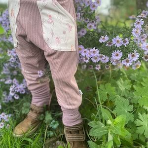Organic Wide Cord Nicky Old Pink/Beetle Bugs Bloomers Growing Pants